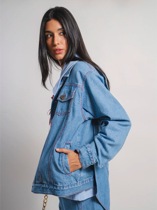 Chaqueta Denim Moño – detalle moño espalda