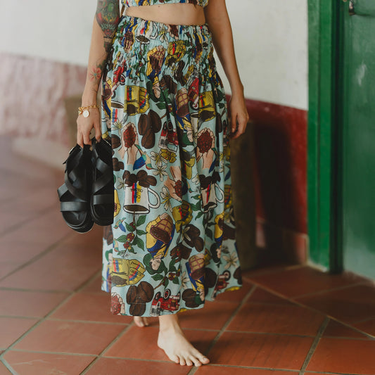 FALDA ACORDEÓN MUNDO CAFÉ