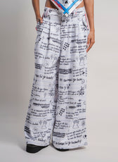 Pant Ondas Manifiesto Ale Ardila Studios - vista frontal, pantalón tiro alto amplio con print artesanal