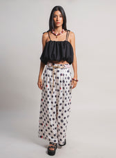 Pant Ondas Entre Sombras Ale Ardila Studios - vista frontal, pantalón tiro alto amplio con print artesanal