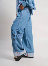 Pant Denim Moño – detalle moños bota doblada