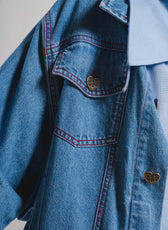 Chaqueta Denim Moño – costuras decorativas rojo