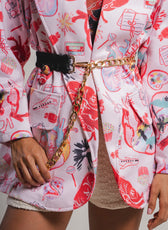 Sobretodo Serotonina Atardecer - detalle print y botones forrados, moda colombiana Bucaramanga