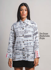Camisa Manifiesto de frente - botones de corazón y estampado de carta íntima oversize