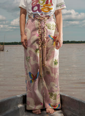 Pant Cielo Amazónico estilizado con cinturón trenzado, vista frontal – Ale Ardila Studios